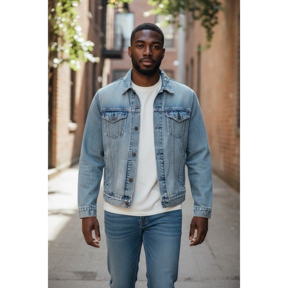Levi's Jackets & Blazers - Levi Strauss Men Lt. Blue Denim Trucker Jean Jacket 3XL Distressed 72334 Grunge